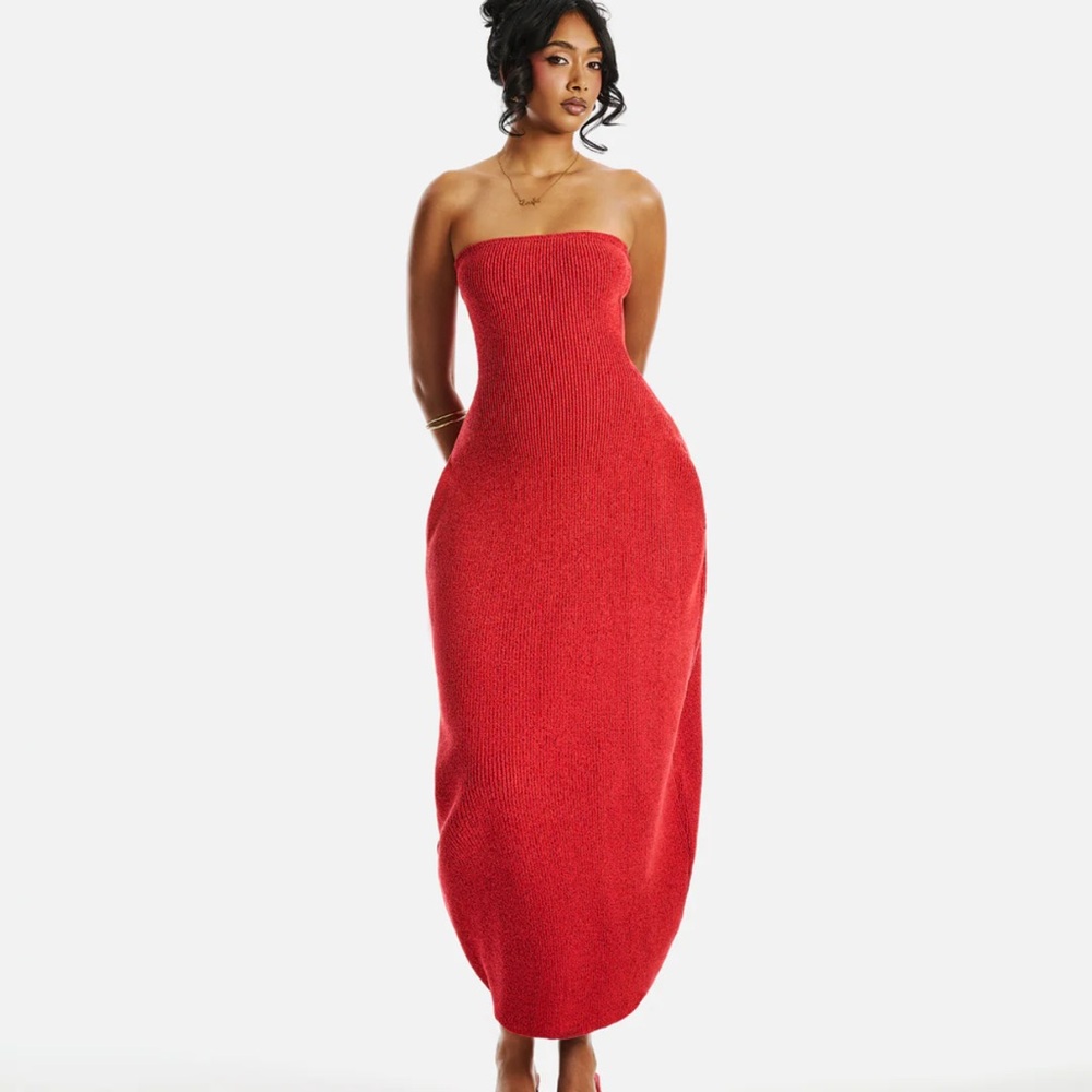 Hanifa Red Strapless Bodycon Dress